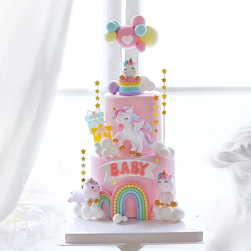 Unicorn Cake Topper Rainbow Cake Birthday Decorations