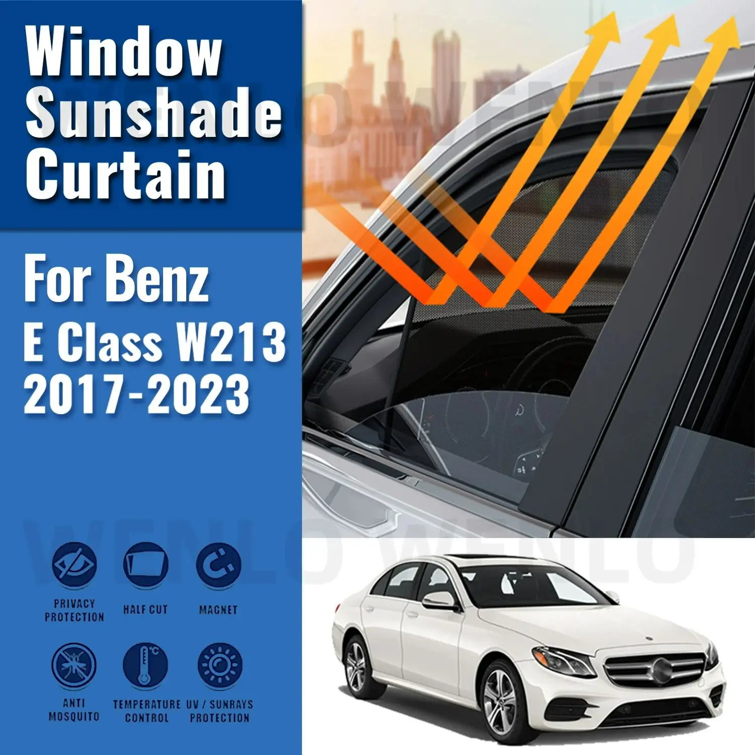 

For Mercedes Benz E Class W213 2017-2023 Side Window Sun Shade Visor Magnetic Car Front Rear Windshield Frame Curtains Shield