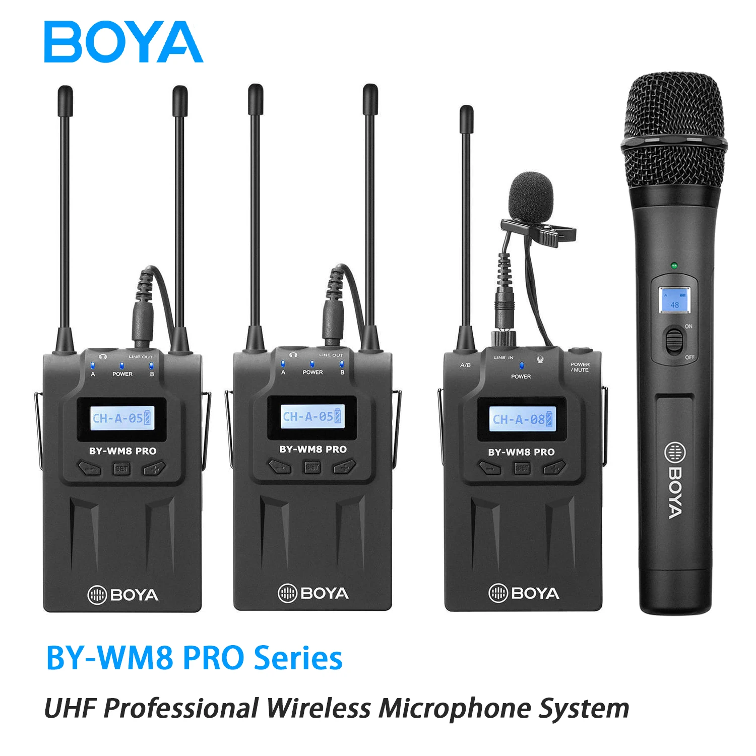

BOYA BY-WM8 Pro Professional Dual-Channel UHF Wireless Lavalier Lapel Microphone System for Camera iPhone PC DSLR Live Broadcast