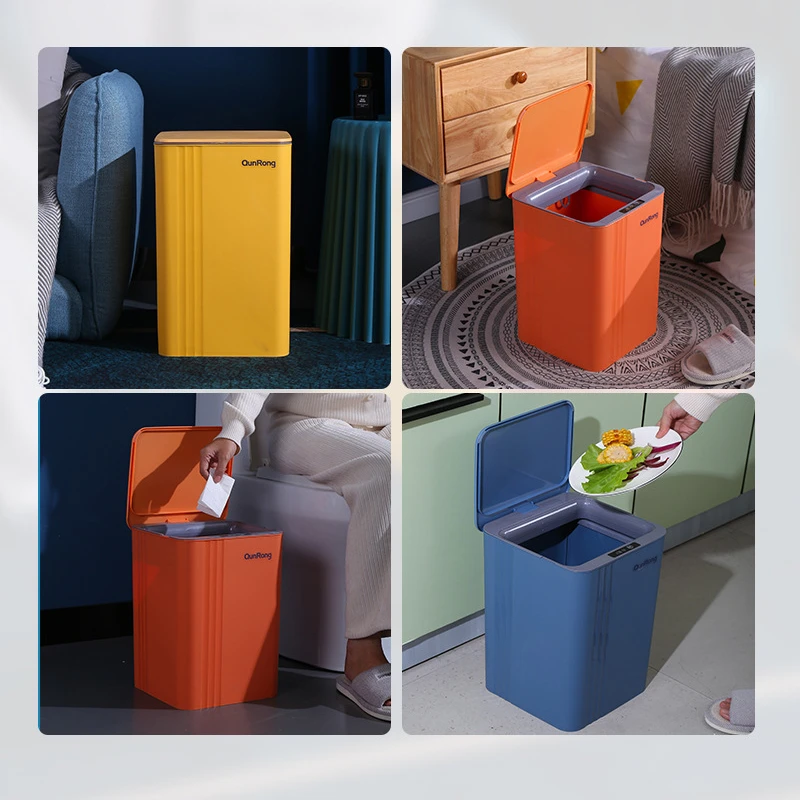 Cubo de basura inteligente con Sensor automático, cubo de basura eléctrico,  cubo de basura para el hogar, cocina, baño, 13l/15l - AliExpress