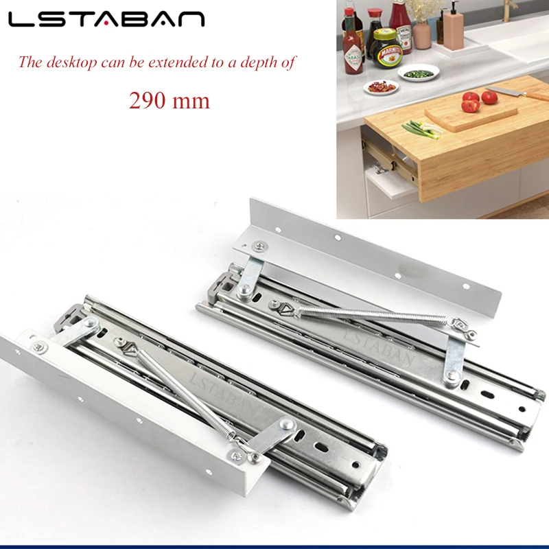 Heavy Pull Out Pop Up Slide Rail Supporting Bracket Furniture Table Top ...