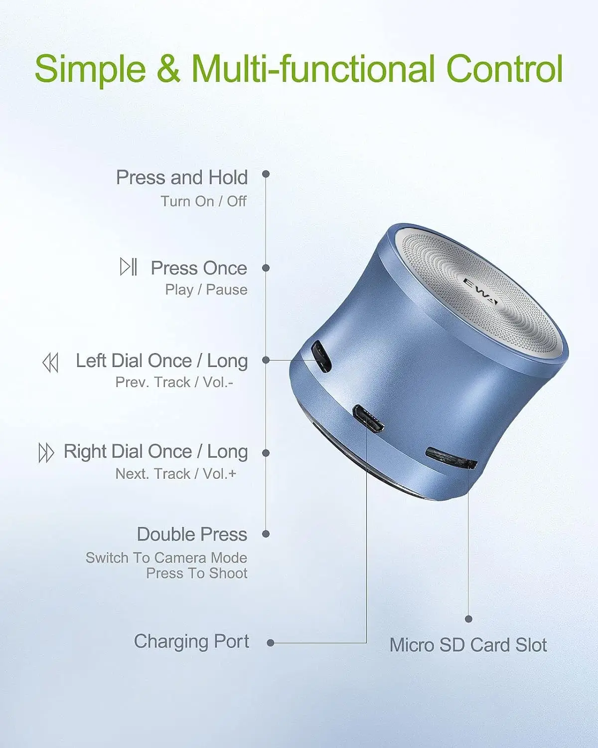EWA Bluetooth speaker box 5.0 bluetooth portable sound Perfect Travel Wireless Speaker for Home Hiking and More