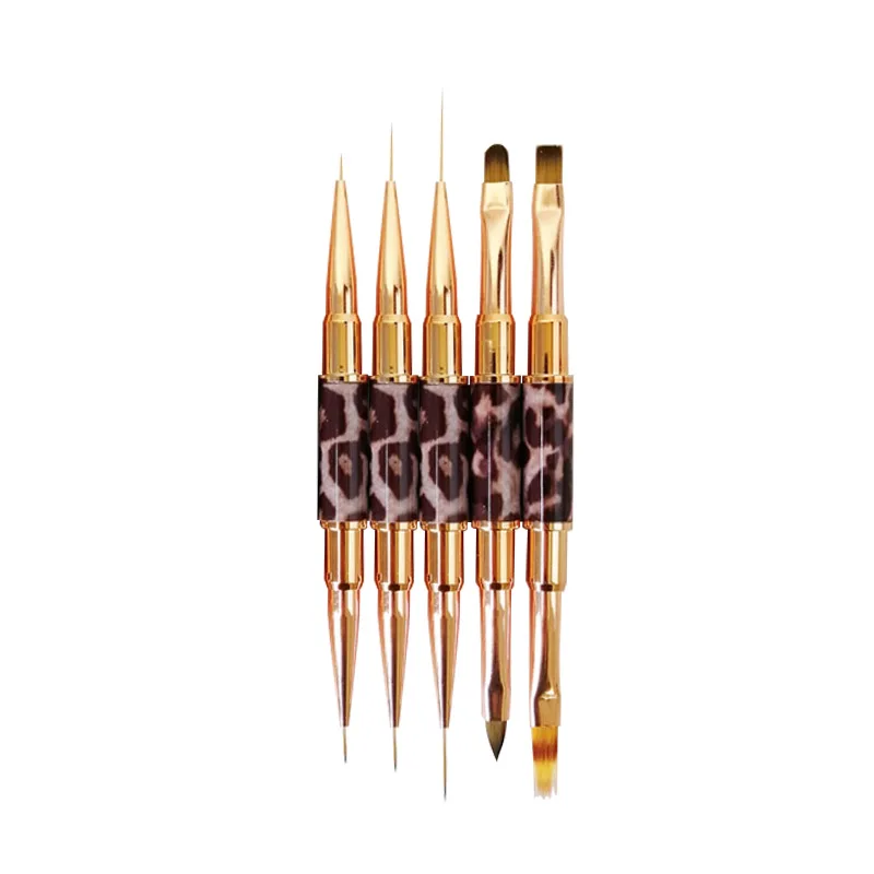 Nail Art Liner Brushes  Leopard Print Acrylic French Stripe Drawing Painting Pen Gel Polish Nail Art Manicure Tools 5