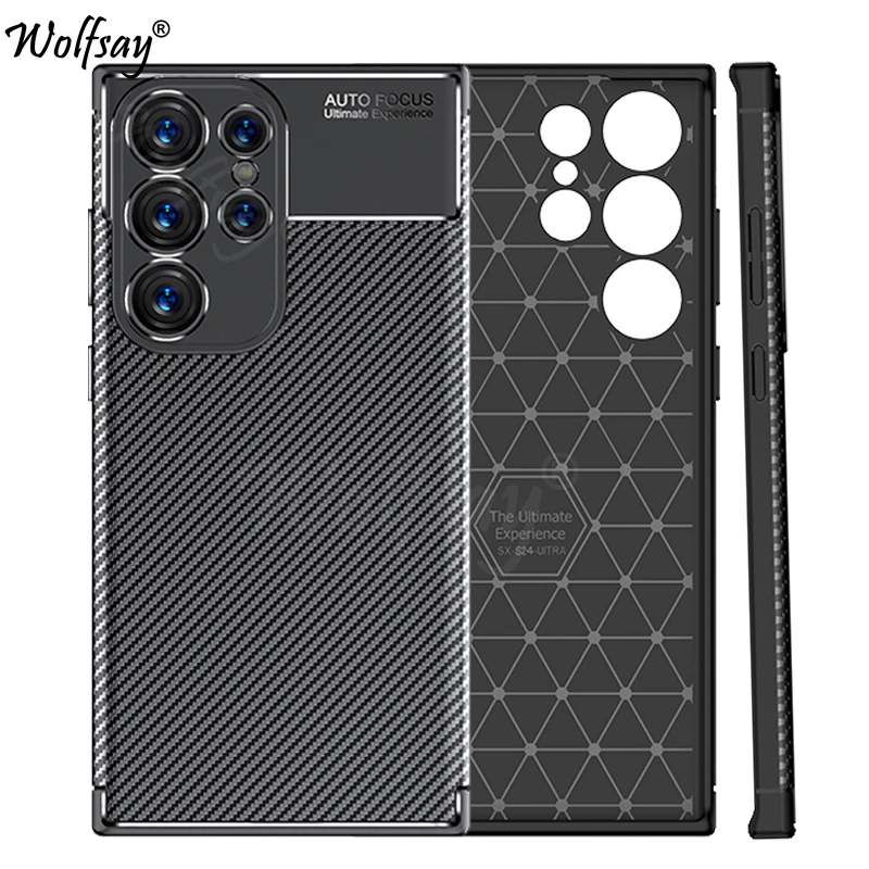 Per Samsung Galaxy S24 Ultra Custodia Paraurti Morbida Cover Posteriore In Fibra Di Carbonio In Silicone Per Samsung S24 Ultra Custodia Per Samsung S2