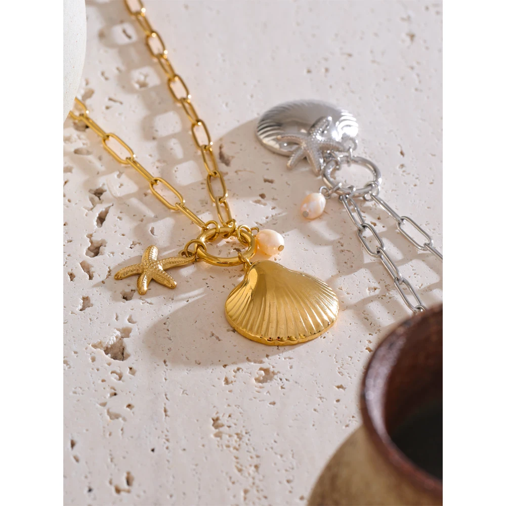 Yhpup Starfish Pendant Necklace Stainless Steel