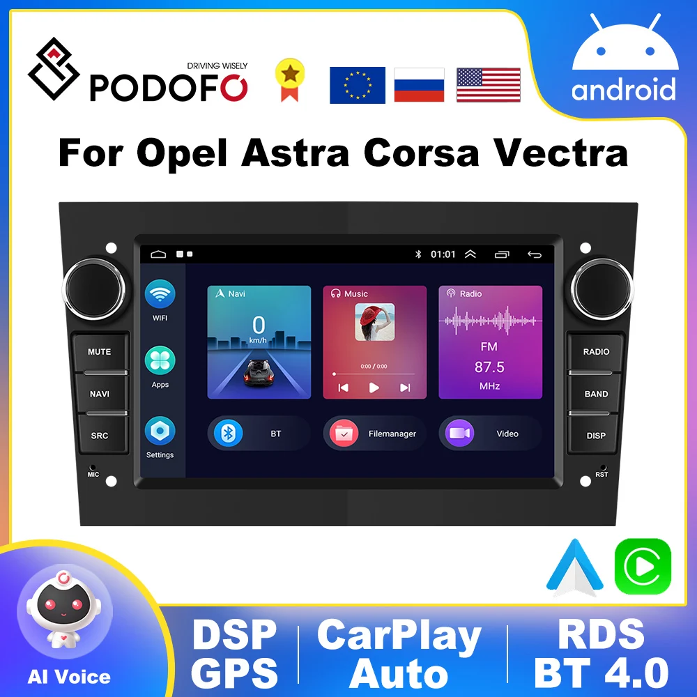 

Автомагнитола Podofo, мультимедийный плеер на Android, с GPS, для Opel Astra, Antara, Vectra, Corsa, Zafira, типоразмер 2DIN