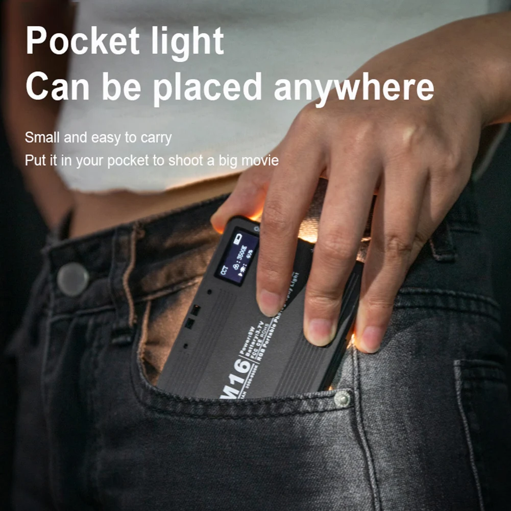 3000-9900K 1500mAh LED Video Light RGB LED Video Light Type-C Rechargeable Photography Fill Camera Lighting Panel for Vlogging