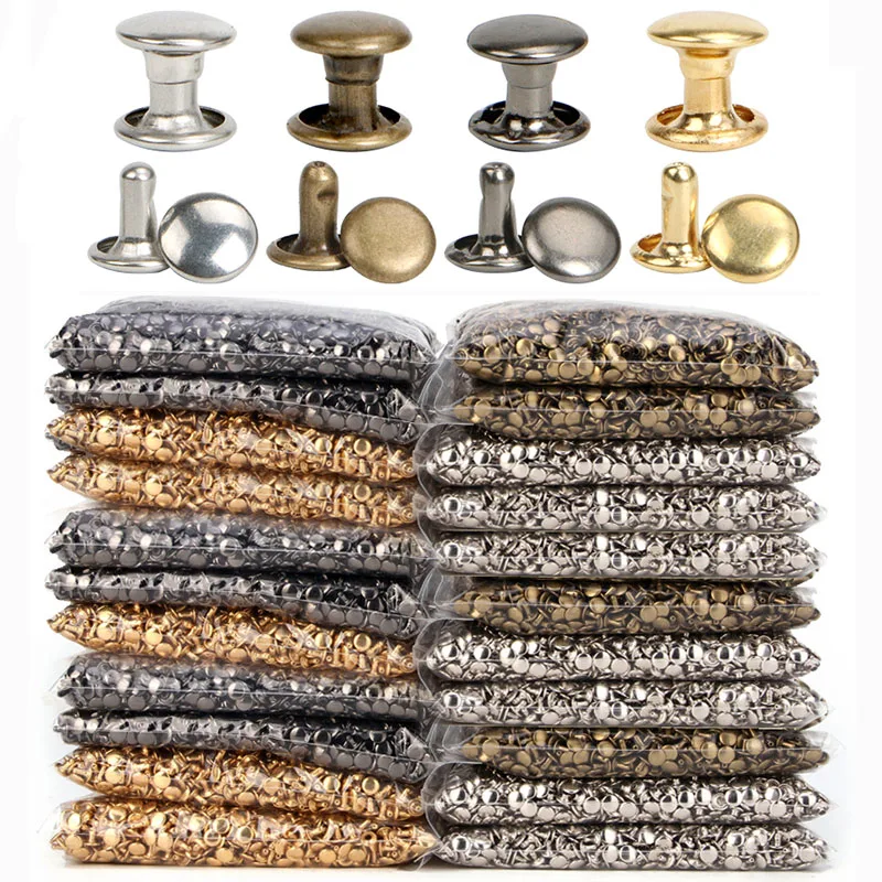 100sets 6-8mm Metal Double Cap Round Rivets Studs Collision Nail Spike Rock Leather Craft Shoe Bag Belt Garment Bracelet DIY metal rivets