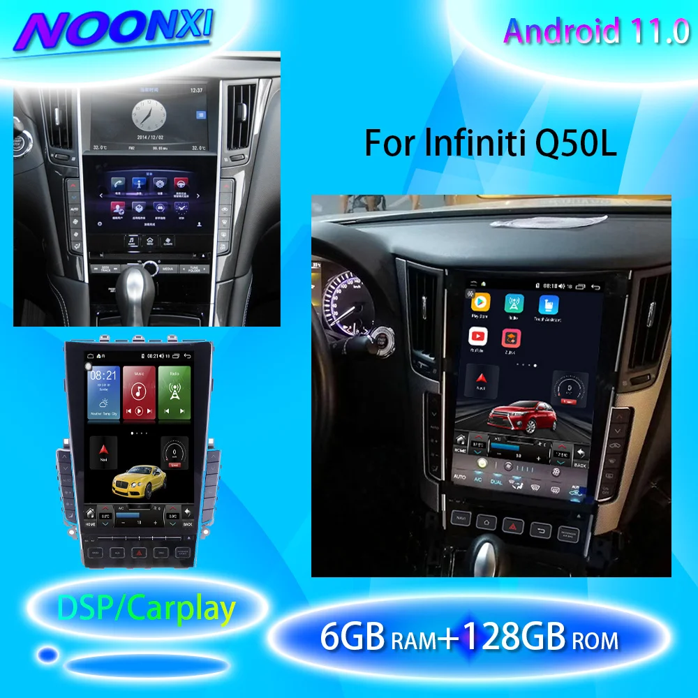 

For Infiniti Q50 Q50L Q50S Q60 Car Radio Phone Stereo Bluetooth Multimedia Player GPS DVD Carplay Coche IPS 6G+128G Android11.0