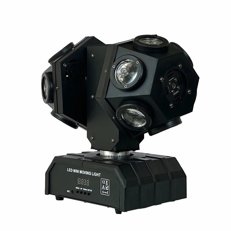 12X10W RGBW LED Beam Moving Head Light Dual Arm Rotating DMX512 Christmas Party DJ Bar KTV Disco Ball Laser Projector