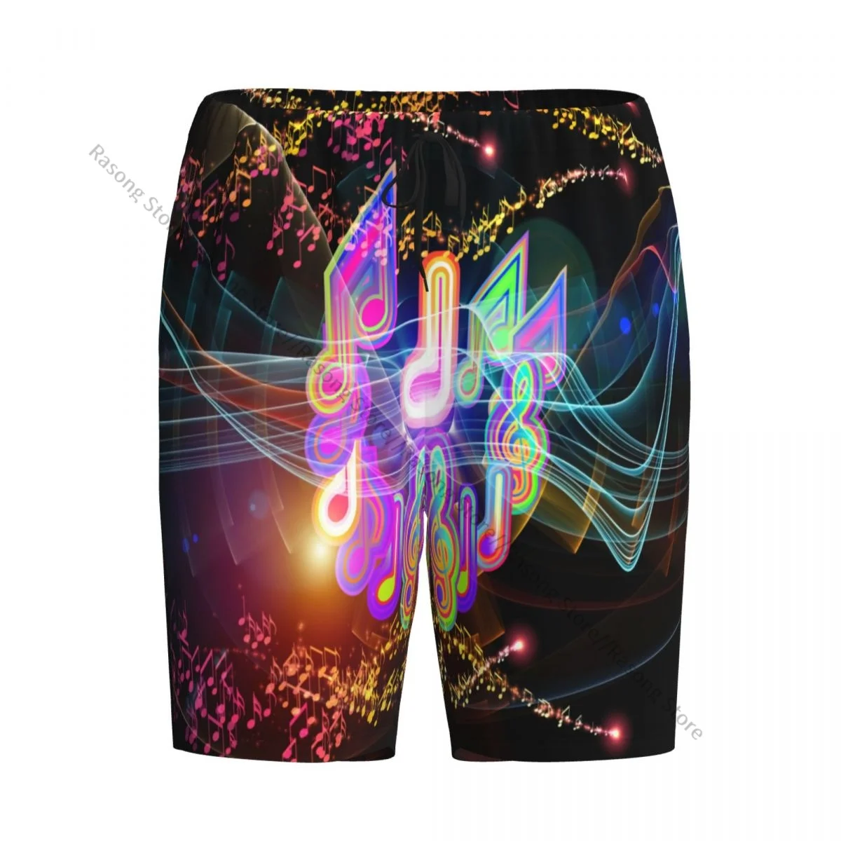 

Casual sleep bottoms Colorful F Waves And Music Notes men shorts sleepwear male pajamas