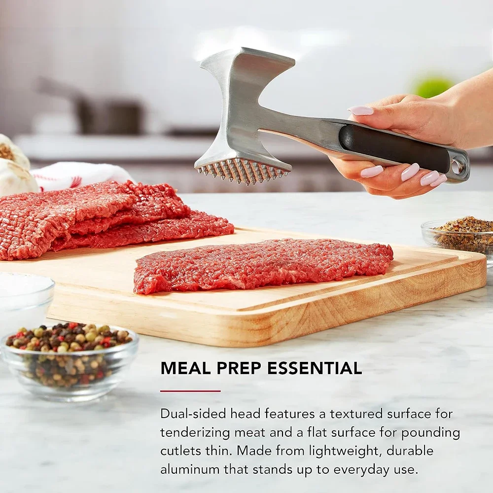 4 Colors Meat Tenderizing Hammer with Comfortable Grip Handle Kitchen Double-Side Mallet Heavy-duty Pound Tenderizing Steak Beef