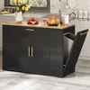 53 Inch Large Rolling Kitchen Island with Trash Can Storage Cabinet,Movable w Wheels Cabinet for 13 Gallon Garbage Bin 2 Drawer 1