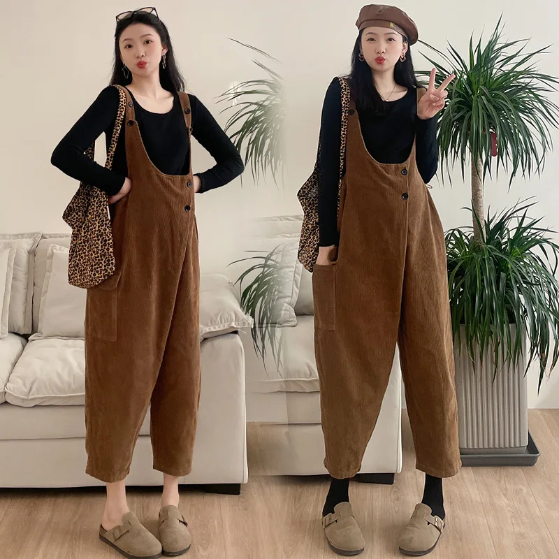 

Maternity Jumpsuits 2024 Spring Casual Loose Corduroy Overalls Clothes for Pregnant Women Pregnancy Bib Pants Outfits Clothing