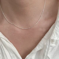 Collier en argent Sterling 925 avec perles géométriques simples, ras du cou, chaîne de clavicule brillante et délicate pour femmes, bijoux à la mode 2