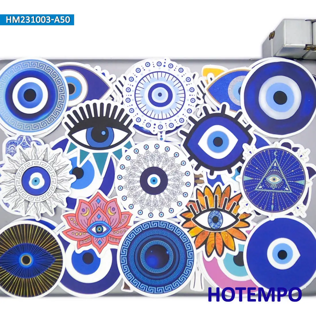 20/30/50 개, 파란 악마 눈 스티커, 신비한 부적, 토템 아트, 재미있는 데칼, 전화, 노트북, 수하물, 자전거, 자동차, 기타, 헬멧, 스케이트 보드, 컵, 유리, 오토바이 스티커