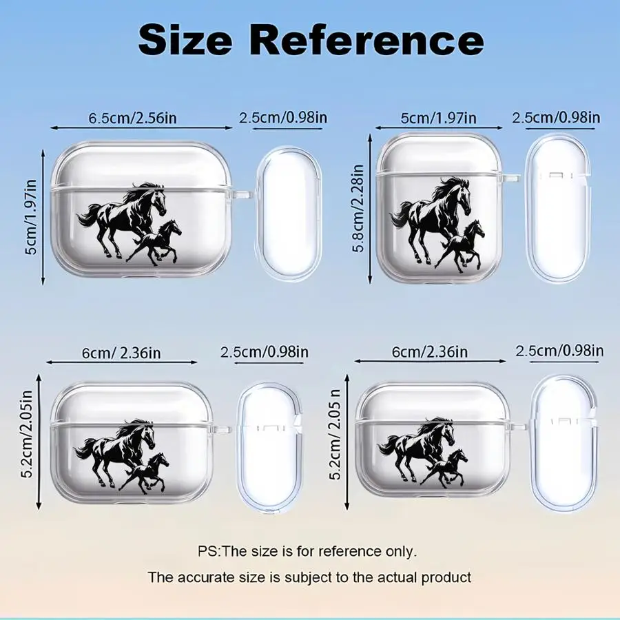 Clear Earphone Case Cover with Horse Design