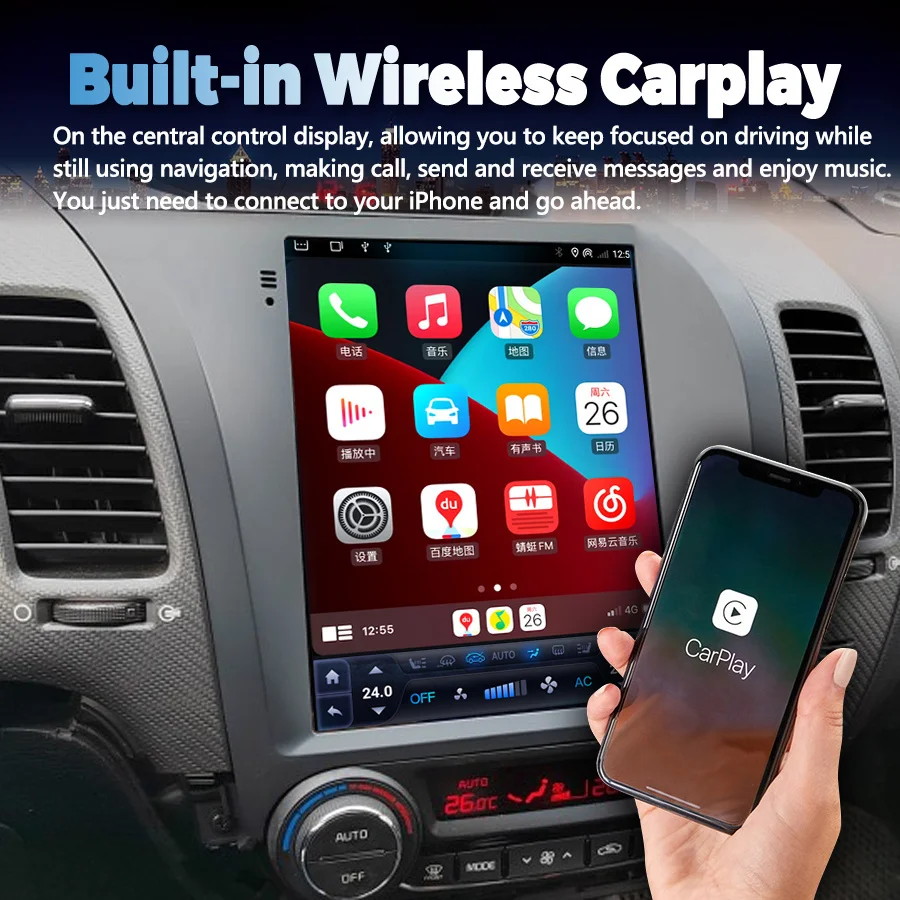 

Автомагнитола в стиле Tesla для KIA CERATO K3 FORTE 2013-2017 Android 13 стерео Мультимедийный плеер GPS навигация Carplay DSP головное устройство