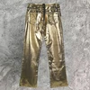 Spring Laser Dark Gold Jeans For Men And Women Streetwear 2024 Casual Elastic Pants Trendy Dance Club Jeans Vaqueros Hombre 2