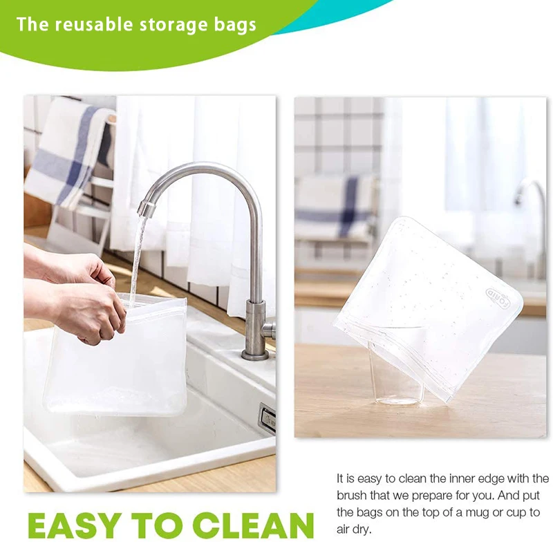 Silicone Food Storage Containers Reusable Stand Up Zip Shut Bag Cup Fresh Wrap