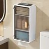 Wall Mounted Makeup Storage Box Hanging Drawer-type Cosmetics Organizer Punch Free Dust-proof Storage Rack with Lid Tissue Box 2