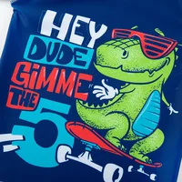 Children's Long Sleeves Split Bathing Suit Korean Version Boys Sunglasses Dinosaurs Pattern Beach Swimsuit Three-piece Set 4