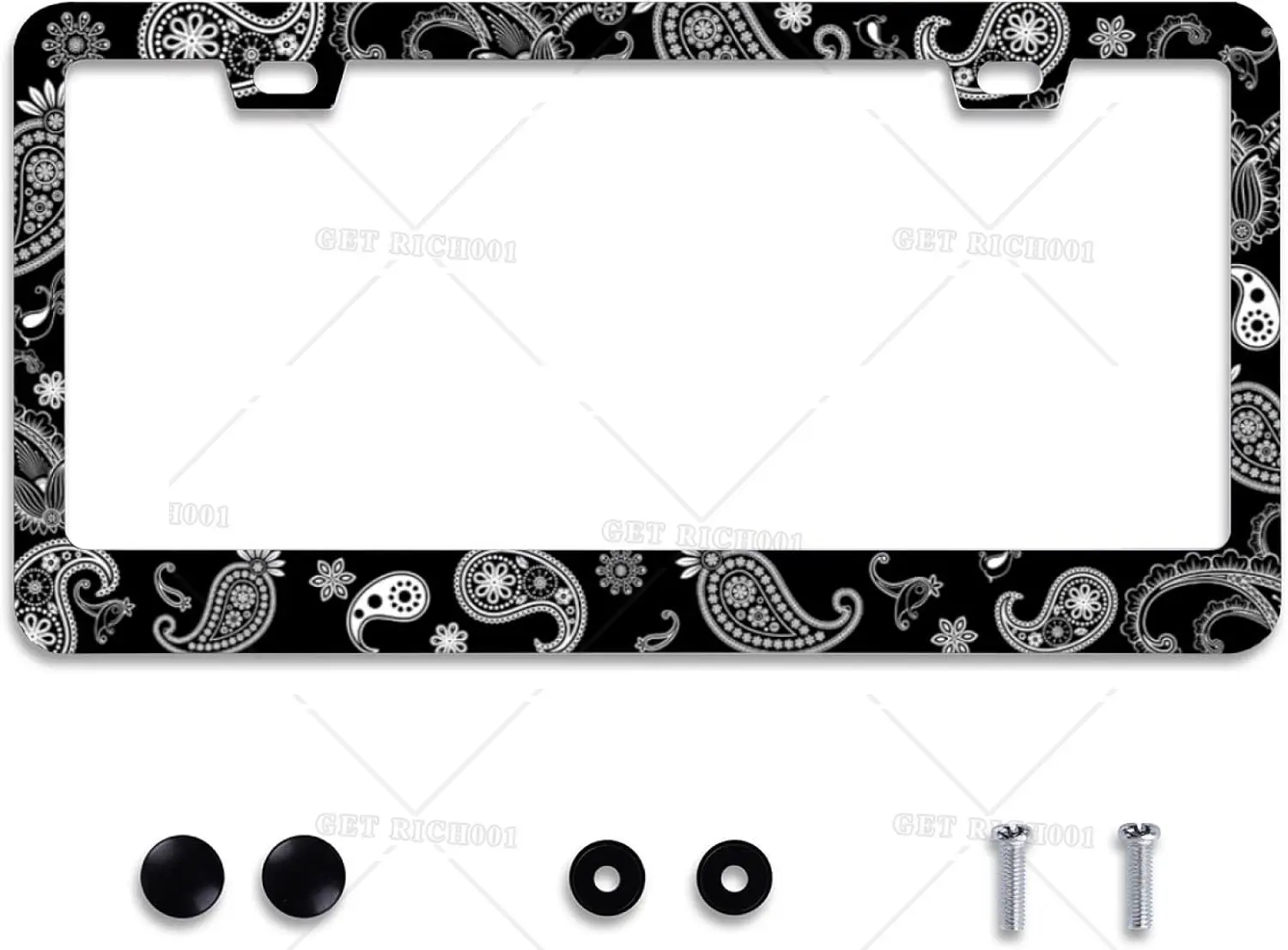 

Paisley Boho Printed License Plate Frames License Plate Frame Car Universal Stainless 12x6in Accessories Cars Decor 2 Holes