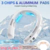 New Neck Air Conditioner Portable Neck Fan Semiconductor Cooling Ultra-Quiet Triple-Core Wearable Fans Cooling&Heating 6000mAh 1