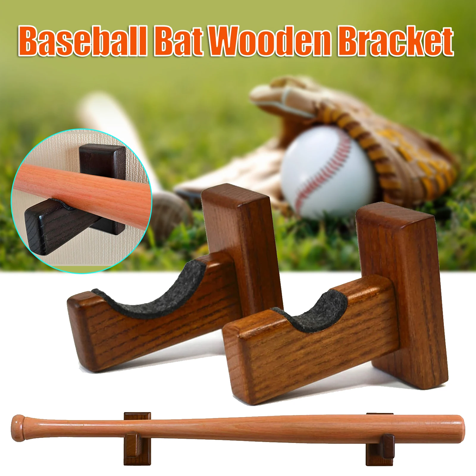 Ergonomic Baseball Bat Rack For Wall Wooden Rack Wall Mount Display Case Horizontal Wall Rack Bat Storage Shelf Holder Stand