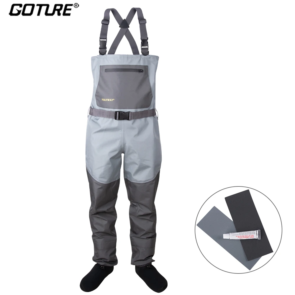 Goture Fishing Waders 3-Layer Polyester S M L XL XXL Breathable 100%  Waterproof Wader Stocking Foot Fly Fishing Chest Waders