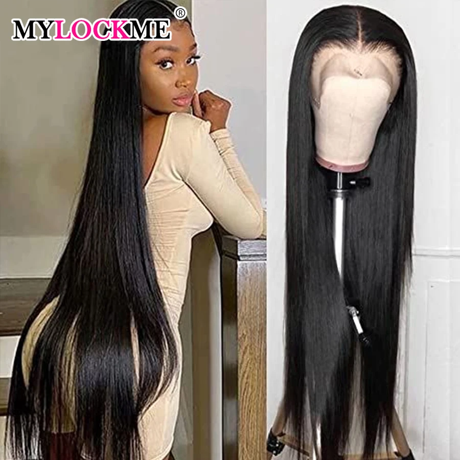 13x4 13x6 HD Straight Lace Front WIg Human Hair 24 26 28 30 32 34Inch Bone Straight Human Hair Lace Frontal Wigs 180% for Women