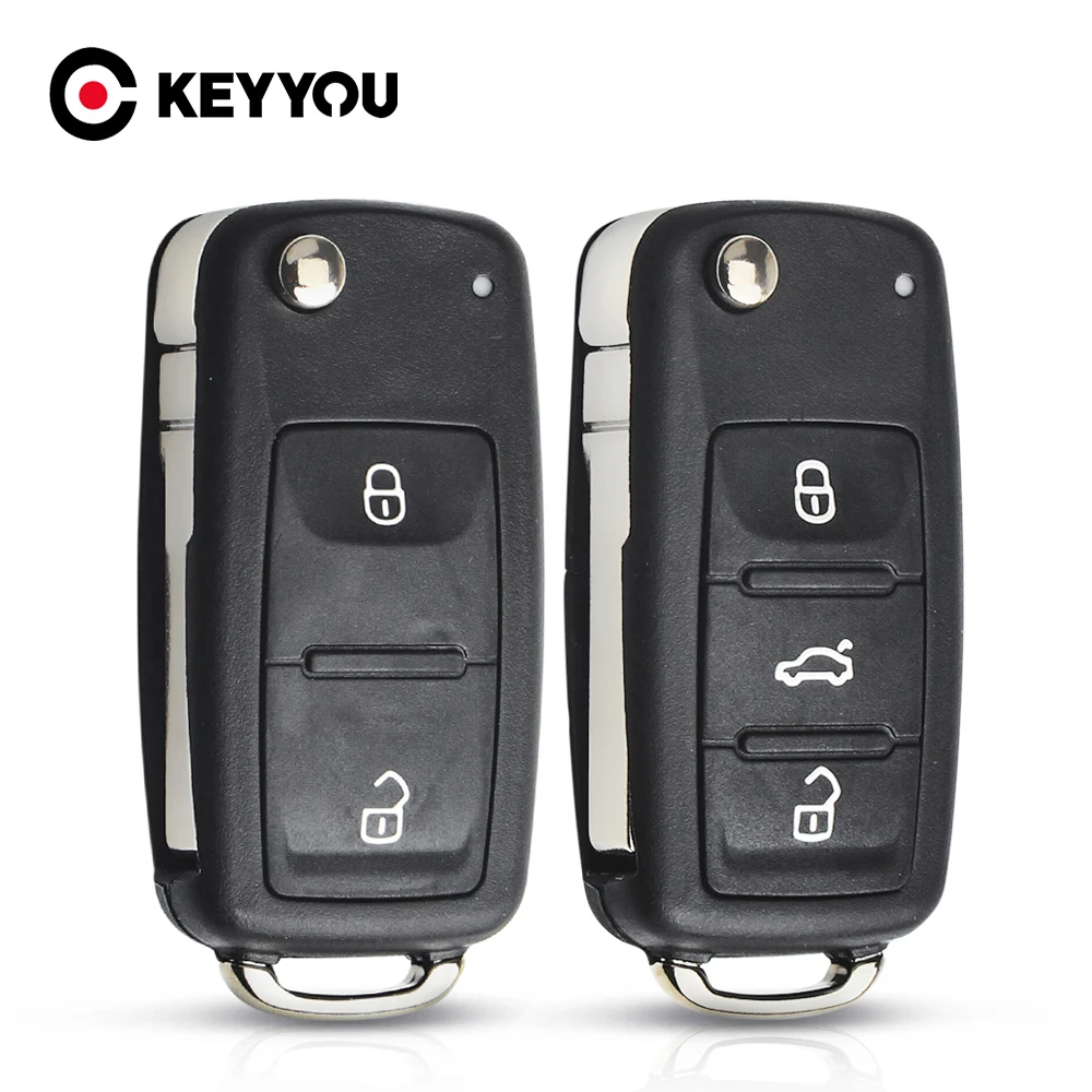 

KEYYOU 20X Remote Key Case Shell For VW Volkswagen Skoda Octavia Golf Mk6 Tiguan Polo Passat CC SEAT Replacement 2/3 Buttons