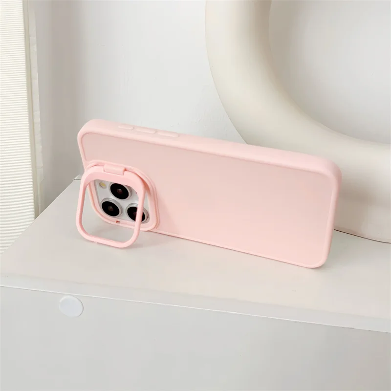 Shockproof Silicone Holder Liquid Candy Camera Protection Soft Phone Case For iPhone 11 12 13 14 15 16 Pro Max Plus Cover_voghion.com