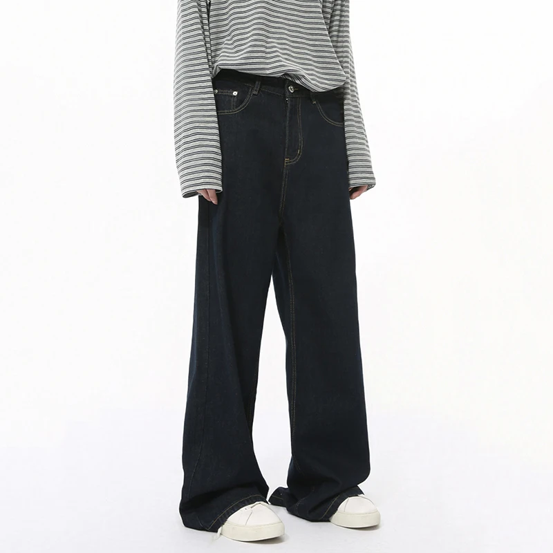 IEFB Korean Style Men Jeans Casual Droop Solid Color Trousers Straight Loose Wide Leg Autumn Male Denim Pants New Simple 9C7861 3