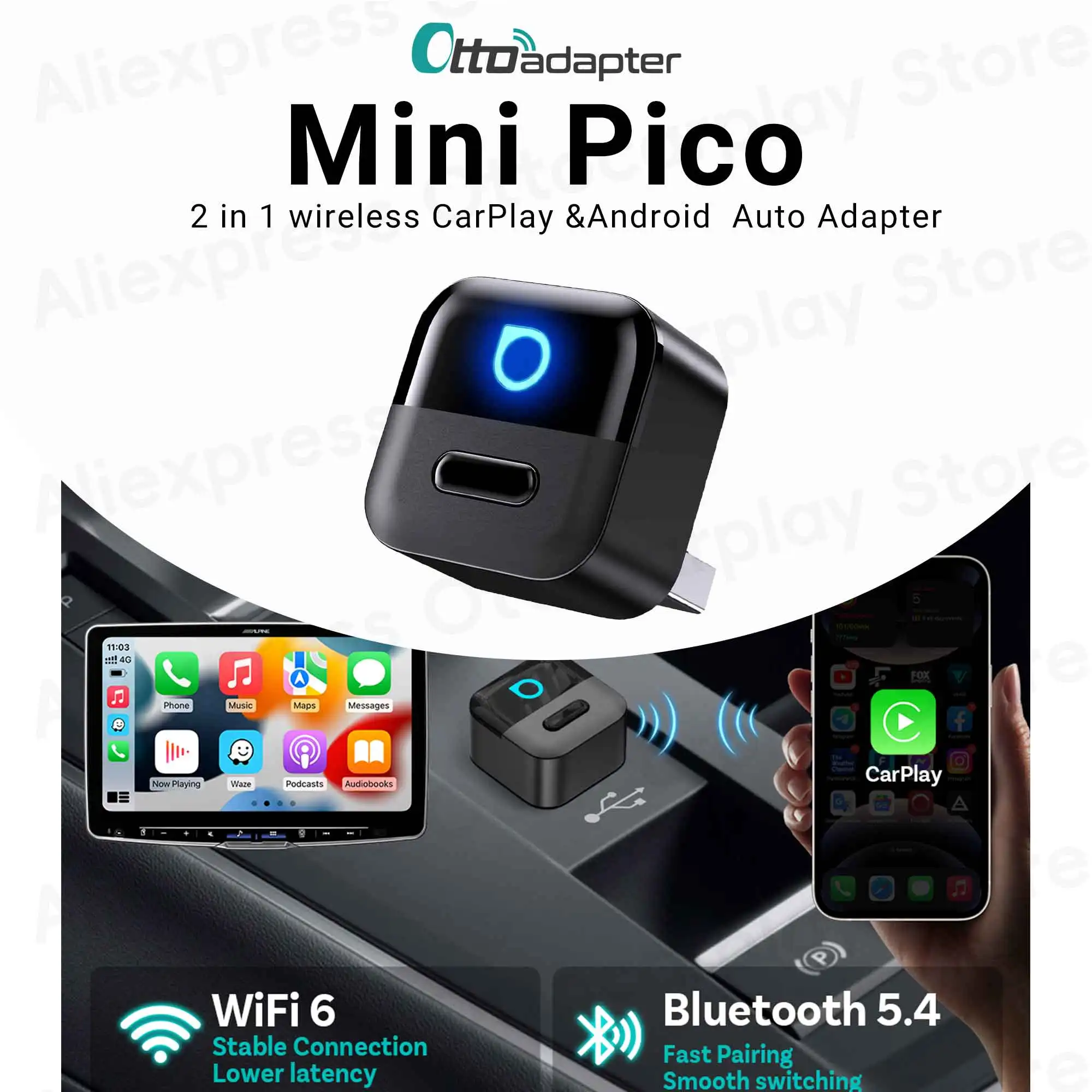 Mini Pico Dual-Mode Wireless CarPlay Adapter Design