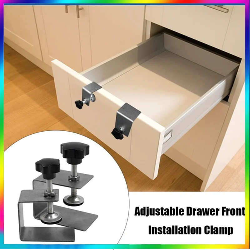 

2PCS/Set Drawer Fixing Clip Adjustable Drawer Face Installation Clamp Fasten Quick Fixing Panel Auxiliary Clip Cabinet Jig