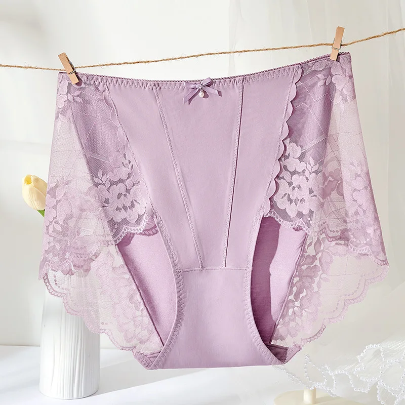 New Plus Size Lace Panties High Waist Modal Underwear for Women 60-105kg Summer Thin Sexy