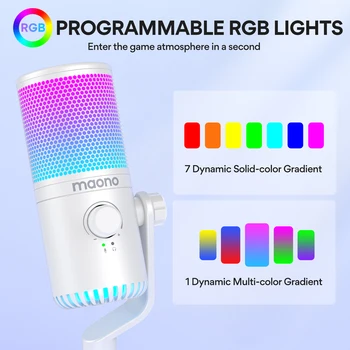 Maono DM30 RGB USB Microphone RGB Gaming Microphone Computer Mic USB Gaming Mic with Mic Gain and RGB Lighting for PC,Phone 3