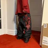 Street Popular Pattern Embroidery Mopping Jeans Men Y2K New Harajuku Hip Hop Loose Oversized Wide-leg Pants Couple Casual Jeans 2