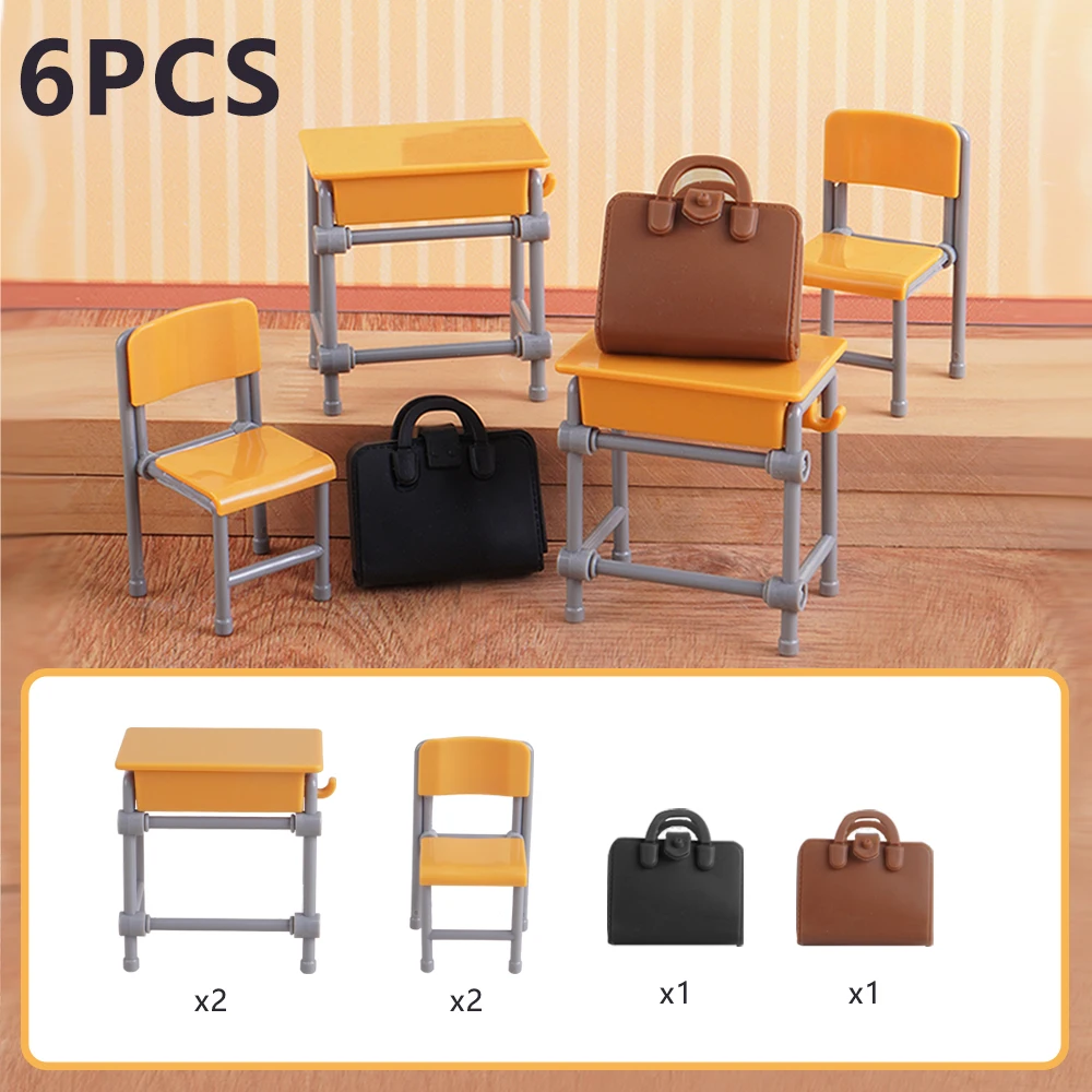 ミニ教室ドールハウスデスクチェア黒板ミニチュア学校プレイセット家具アクセサリーモデル装飾子供のおもちゃギフト