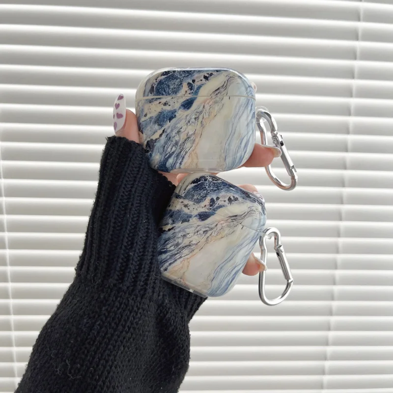 

Blue and White Marble Suitable for Airpods Pro Case Apple Bluetooth Wireless ear Case 1/2/3 generation Silicone cover cushion
