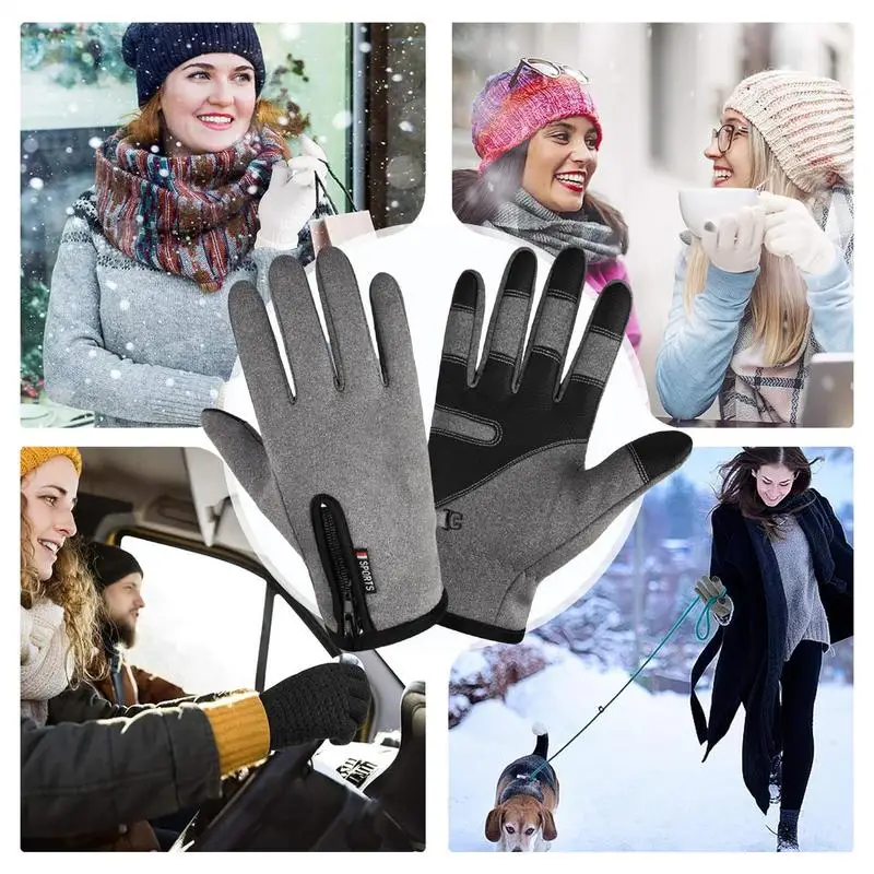 Cycling Touch Screen Mittens 1 Pair Men's Winter Warm Mitts Touch Screen Sports Wear Cold Weather Non-Slip Mittens Waterproof 5