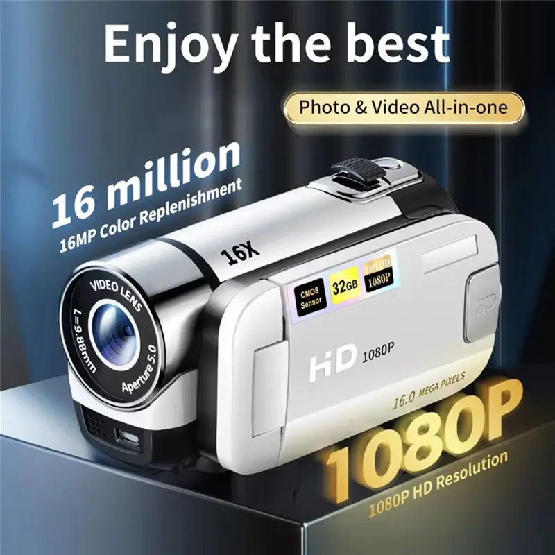CLCU 1080P HD 16X 디지털 줌 디지털 카메라 LED 라이트 디지털 카메라 Vlog 여행 카메라 하이킹용 디지털 카메라