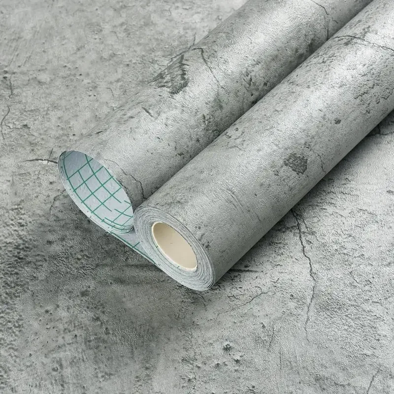 Vinyl Self Adhesive Thick Removable Wallpaper for Bedroom Industrial Cement Grey Waterproof  Decor Contact Paper for Home Decor pvc flooring planks 5 02 m² 2 mm self adhesive cement grey