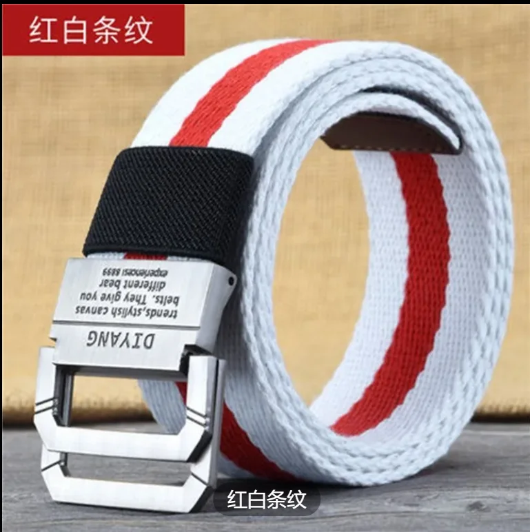 Men's Thickened Double Ring Metal Buckle Nylon Military Belt Combat Tactical Belt Heavy Carrying Survival Belt