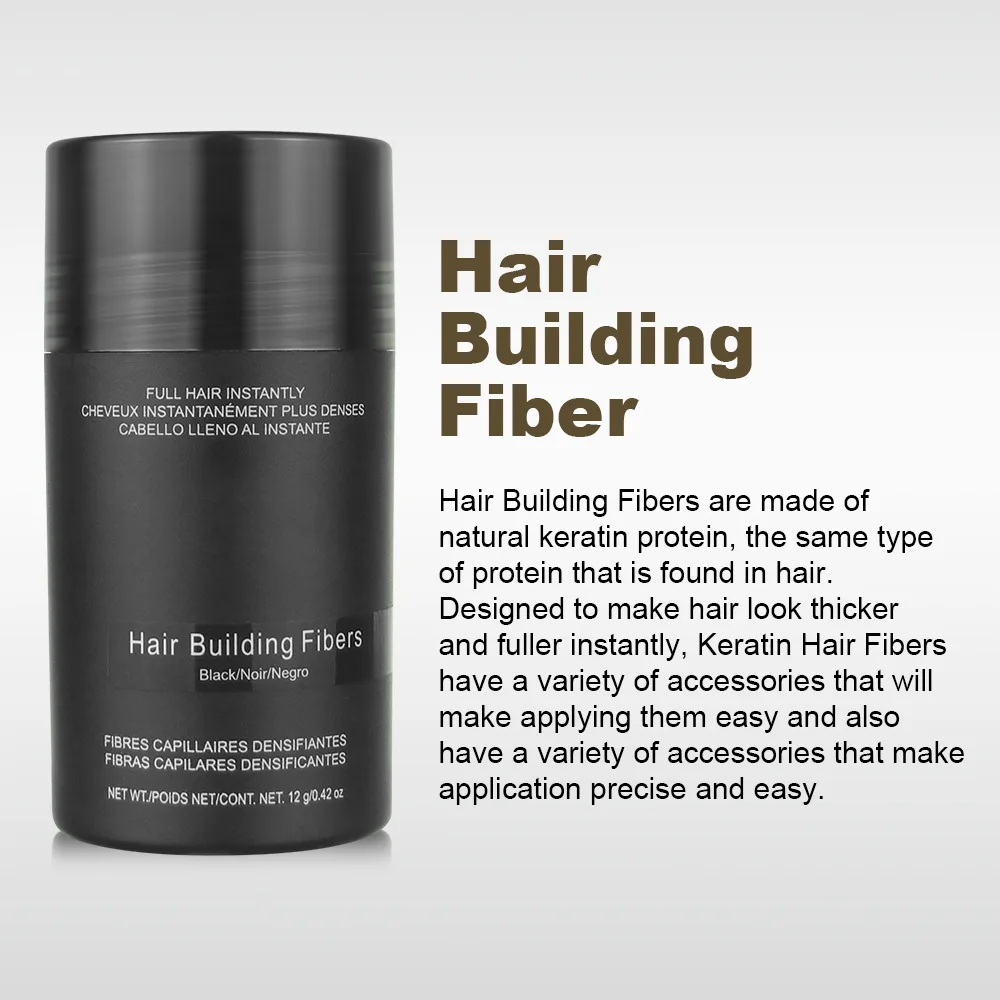 TOP -9 Colors,12g，Hair Building Fibers，Keratin Hair Fibers give theappearance of thick, full hair，Conceals hair loss