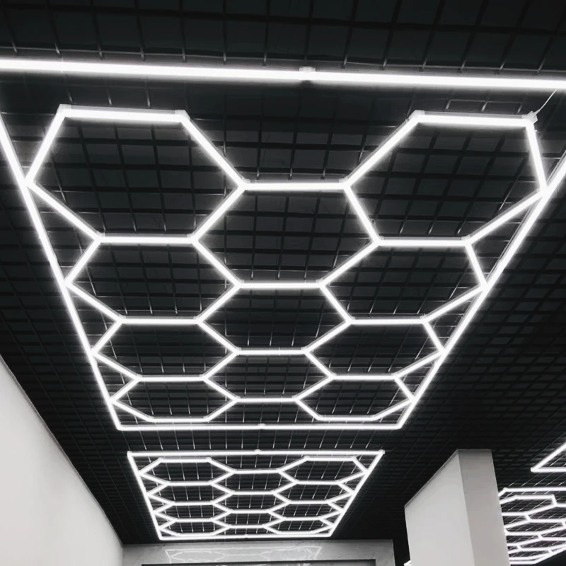 Hexagon Led Garage Light Super Bright Car Detailing Ceiling Shop Light for Warehouse Workshop Gym Basement Car Care Wash Room