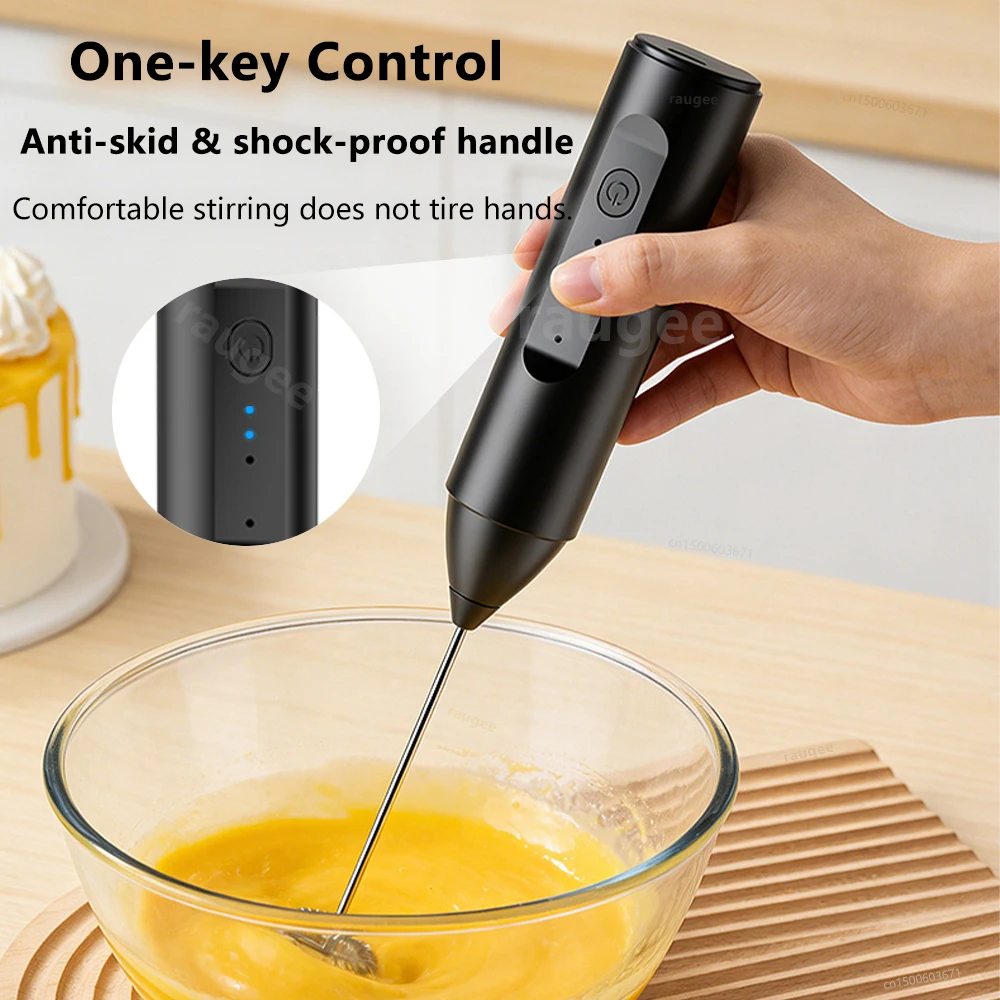 Electric Portable Handheld Milk Frother and Coffee Blender for Creamy Lattes and Cappuccinos