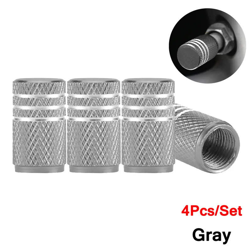 DSYCAR 4Pcs Silver Car Tire Valve Stems Cap Knurling Style Tire Valve Cap Aluminum Tire Wheel Stem Air Valve Cap for US Schrader - Image 22
