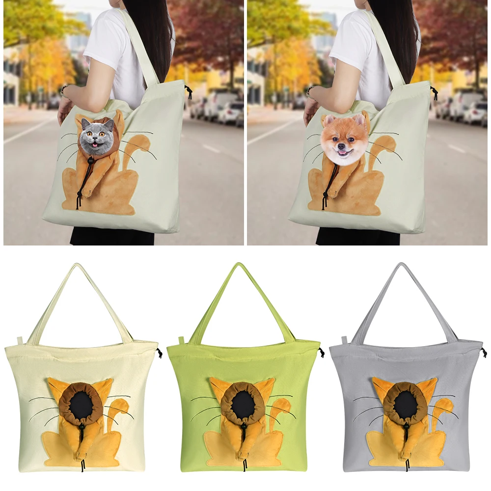 Pet Canvas Handbag Portable Cat Carrying Bag Soft Pet Carrying Outgoing Travel Pets Handbag With Safety Zippers Bag
